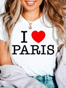 1 camiseta con estampado de París, recuerdo de vacaciones en París, 180g 100% algodón - Blanco - Ver 12