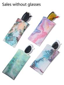 1pc Colorful Cloud Marble Pattern PU (Polyurethane) Glasses Case, Spring/Summer Ladies Glasses Bag, Women's Travel Essential Glasses Pouch, Fashion Eyeglasses Storage Bag, Marble Pattern Glasses Box, Phone Bag, Coin Purse, Jewelry Organizer Bag - Multicolor - View 3