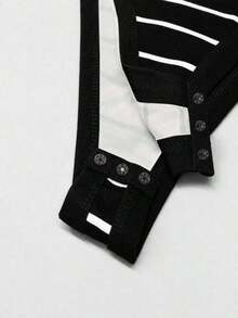 Mono de mujer para primavera/verano, mono de tirantes de cuello redondo para mujer, mono ajustado de punto para mujer, mono a rayas, uso diario casual, mono de verano para mujer, mono para vacaciones en la playa, se puede usar solo o combinado co - Blanco y Negro 2 - Ver 6
