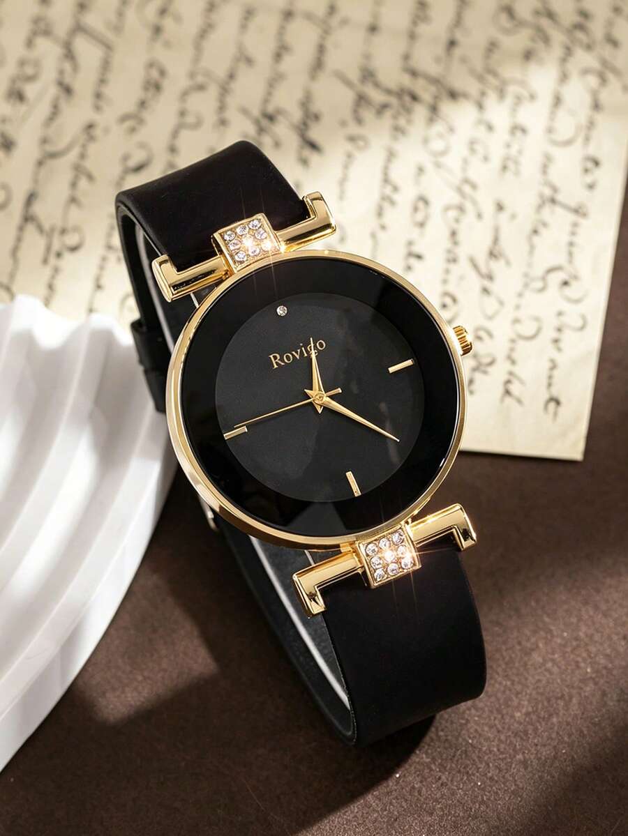 1pc Vintage Women's Quartz Watch, Classic Numeric Dial, Elegant Soft Rubber Strap, Best Holiday Gift For Family And Friends, Suitable For Daily Wear