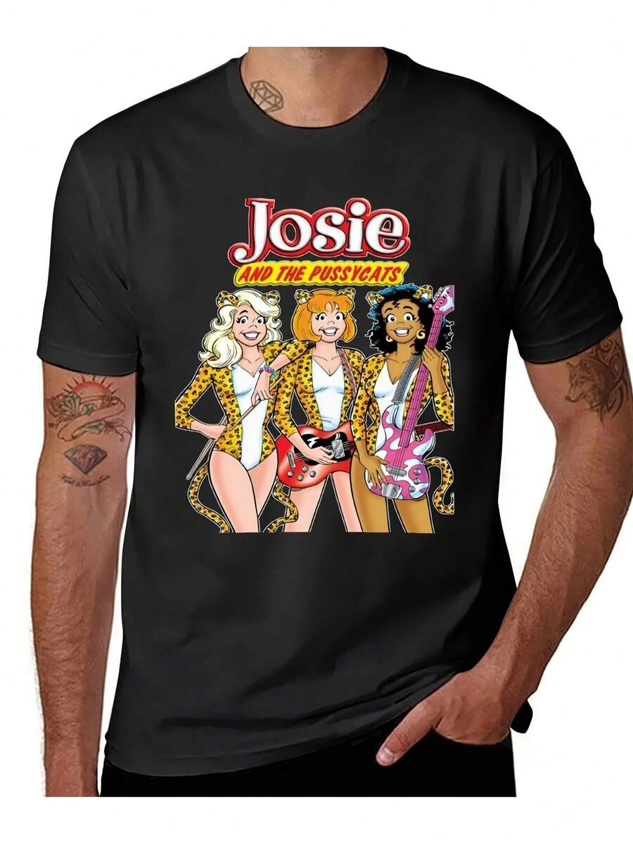 Camiseta unisex, nuevaModelopara2026NuevoModelopara2026JosieYElGatitosLimitadoEdiciónPerfectoRegaloCamisetaVeranoTopsVintageAnimeCamisaLindoTopsHombresRopa200G,ropademujer,blusasparamujer,topsdemujer,playerasdemujer,DailycasualConjunto, RegularAjuste, DiarioCoincidencia, GráficoEstampado, Deportivocasual - Negro - Ver 1