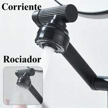 360° Rotating Single-Lever Basin Mixer Tap With Two Spray Patterns (Direct Jet And Spray), Hot And Cold Water Basin Tap - Black - View 6