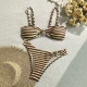 9314 Bikini a rayas color café