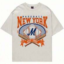 Camia de béisbol vintage de los 90 de Nueva York, camia retro del equipo de béisbol de Nueva York, camia de día de juego de béisbol de los Mets, camia gruesa de algodón de 220g para mujeres con estampado de mariposa, adecuada para chicas y camia inspiradora de cuello redondo corto para mujeres, estilo estético lindo Y2K, camia de verano, adecuada para uso al aire libre, familiar, laboral o de calle, camia casual suelta diaria Ideal para regalar. Camisetas para mujer, camisetas para hombre, camisas > Elegantes. Estilo bohemio. Blusas suaves, transpirables y cómodas para mujer, ideales para primavera, verano y otoño, perfectas para vacaciones, viajes y uso diario, y para ver partidos. - Blanco - Ver 7