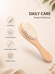 Newborn Baby Pure Wool Soft Hair Brush Set, Natural Wooden Handle Children's Hair Care Brush, Soft Wool Won't Hurt Scalp, Dedicated For Baby Daily Grooming, Minimalist Practical Household & Maternity Gift, Suitable For Holiday, Birthday, Month Celebration - Multicolor - View 3