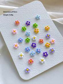 100pcs Random Mixed Color Hot-Selling Cute Colorful Flower Nail Art Resin Floral Mini Sweet Style Versatile Nail Decorations - Multicolor - View 5