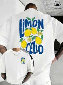 Camiseta estampada con elemento de limón GiftLimoncello, estilo veraniego americano, manga corta transpirable de algodón puro, camiseta estampada a doble cara con diseño de limón Limoncello dibujado a mano, estilo veraniego para entusiastas de la comida fresca, camiseta de manga corta con cuello redondo 100% algodón transpirable para hombre, esencial para entusiastas del vino de limón en verano, estilo casual americano, vacaciones en la playa, ropa de fiesta suave. - Blanco - Ver 7