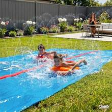 JAMBO Slip Splash y 40 pies con 2 Bodyboards Tobogán acuático para patio trasero y exteriores, juguetes de agua para niños con aspersores Almohadilla de salpicaduras al aire última - Doble carril 40 pies - Ver 2