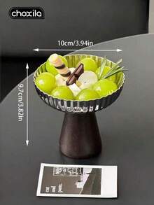 1pc Silver Mirror Dessert Cup, Black Base Bowl - Vertical Stripe Petal Shaped Bowl, Ice Cream Cup, Yogurt Cup, Fruit Plate. Suitable For Kitchen, Living Room, Dining Room And Entertaining Guests. - Silver - View 6