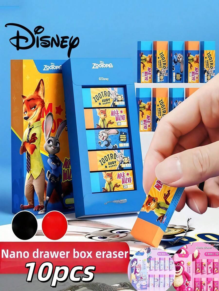 Bộ 10 cục tẩy Zootopia 2B được cấp phép chính thức của Disney, hình ảnh hoạt hình Judy & Nick dễ thương, cục tẩy dạng dải nano thu gom bụi bẩn, làm sạch chỉ với một lần lau, đồ dùng học tập, đồ dùng tựu trường và quà tặng cần thiết cho trẻ em trong dịp lễ.