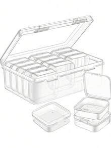 15pcs/Set Mini Transparent Plastic Storage Boxes: Ideal For Small Items, Jewelry, Hardware, Stationery, DIY Arts And Crafts - B - View 1