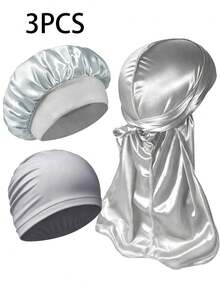 3 Packs Men's Durags, Beanies, And Skull Caps - Comfortable Breathable Casual Headwear Set For Sports, Outdoors, Home, And Daily Wear - A - View 6