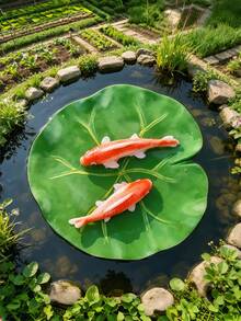 1個可愛錦鯉魚花園雕像，可愛樹脂漂浮池塘與泳池裝飾，戶外仙女花園裝飾品，迷你睡蓮景觀裝飾，禪意花園配件，可愛庭院裝飾，魚類愛好者禮物 - 多色3 - 查看 2