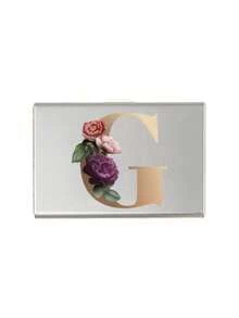 Red Flowers And Gold Letters A-Z Initial Pattern Slim Card Case Minimalist Aluminium Metal Wallet RFID Privacy Protection Credit Card Holder ID Business Card Pouch Portable Card Organizer Thin Metal Purse Multifunctional Card Storage Box For Daily Commute - Multicolor - View 13