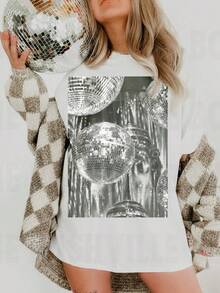 Camiseta de Bola de Discoteca, Camiseta , Camiseta de Año Nuevo, Camiseta de Fiesta, Camiseta de Despedida deoltera, disponible para d - Blanco - Ver 6