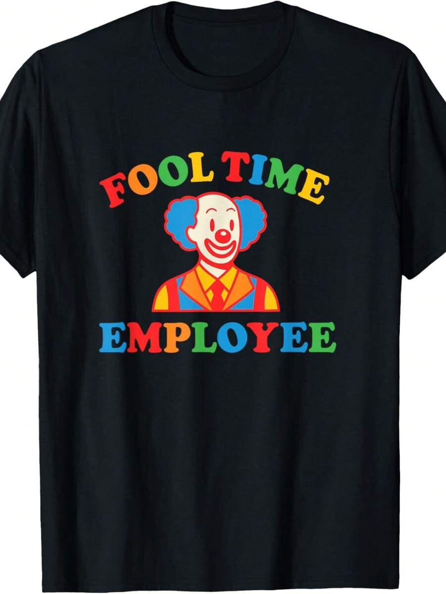 Camiseta Fool Time Employee Clown Kidcore, con humor de payaso hilarante. Camiseta unisex de algodón puro de 220 g, ideal para todas las estaciones, apta tanto para hombres como para mujeres. Tejido duradero de alta calidad, suave al tacto y de larga duración. Prenda transpirable, ideal para el otoño y las vacaciones. - Negro - Ver 1