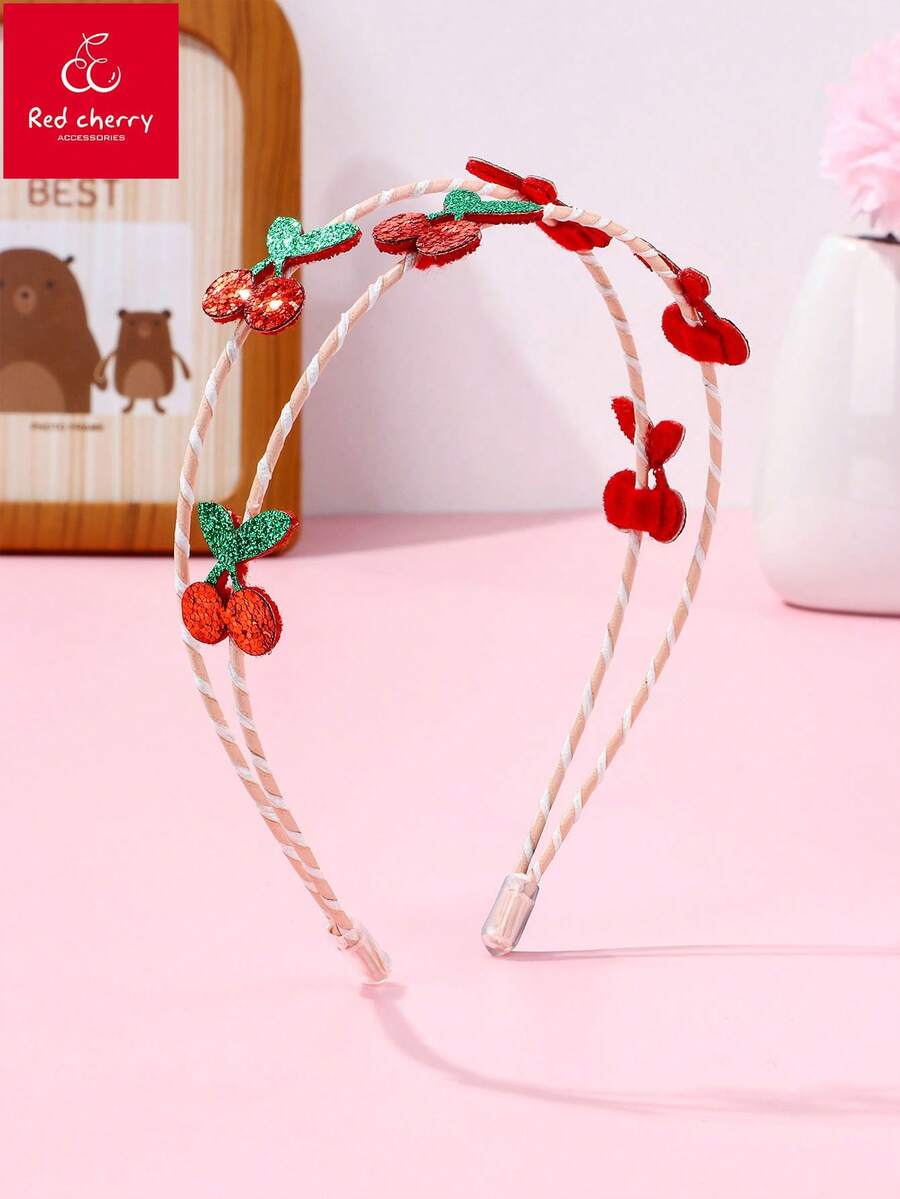 1 chiếc băng đô hai lớp hình cô bé hoạt hình dễ thương kiểu dáng nghỉ hè, họa tiết quả anh đào, thích hợp để đeo hàng ngày, làm quà tặng, dự lễ hội. - Nhiều màu - Xem 1