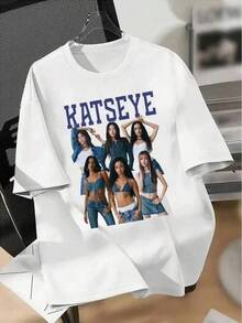 Retro Katseye Beautiful Chaos T-Shirt  Tee Gift For Woman Man Oversized Graphic Short Sleeve Shirt Unisex Men Women Tops TeeRopa Hombre Cosas Para Hombre Ropa De Mujer Women Clothing Casual Blusas Bonito - Blanco - Ver 8