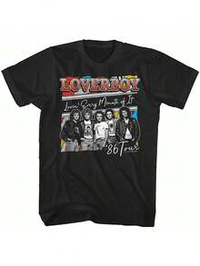 Camiseta unisex vintage nueva 2026, camiseta para hombre 1986 - Camiseta negra estampada, con fotos de bandas y diseños de texto coloridos, estilo casual adecuado para todas las estaciones, un artículo vintage imprescindible para amantes de la música, camiseta para mujer, local. - Negro - Ver 1