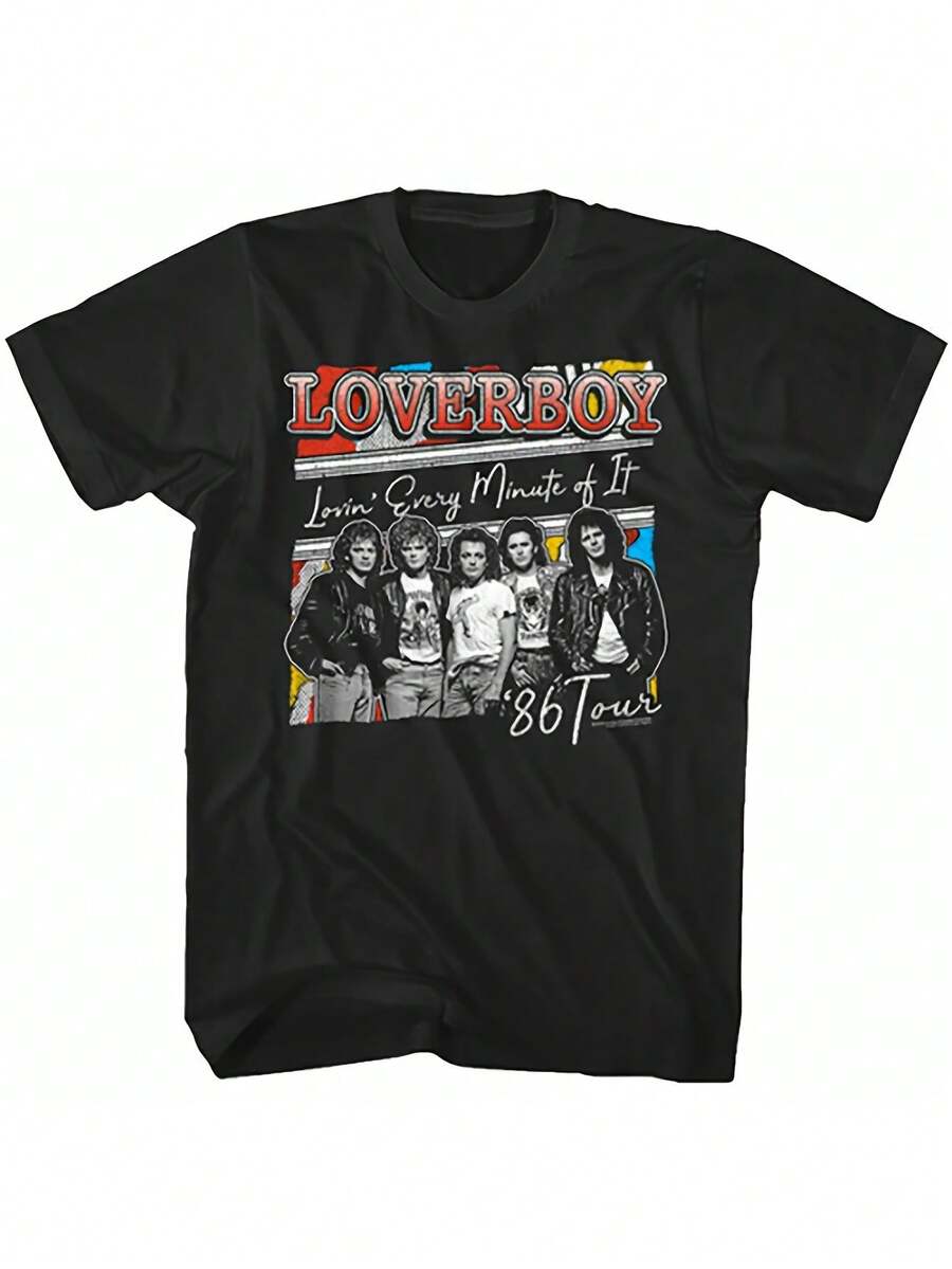 Camiseta unisex vintage nueva 2026, camiseta para hombre 1986 - Camiseta negra estampada, con fotos de bandas y diseños de texto coloridos, estilo casual adecuado para todas las estaciones, un artículo vintage imprescindible para amantes de la música, camiseta para mujer, local. - Negro - Ver 1