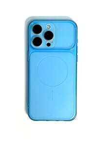 Nueva funda de teléfono de vidrio Corning de unicolor TPU, patrón magnético delicado (sin función magnética), funda suave de TPU ultra delgada, disipación de calor y sensación de agarre original, funda de teléfono anti-caída compatible con Apple 17 Pro Max/16 Pro Max/15 Pro Max/17 Pro/11 12 13 14 15 16/12/12 Pro/14 Pro Max/13 Pro Max/16 Pro, funda suave de teléfono de TPU de gelatina mate - Celeste - Ver 2