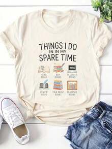 Opción Popular: Lo que hago en mi tiempo libre: leer, comprar libros, estudiar libros, revisar libros, discutir libros, reorganizar libros. Suéter casual de cuello redondo para uso diario, camiseta de mujer cómoda y suave de puro algodón. - Verde - Ver 6