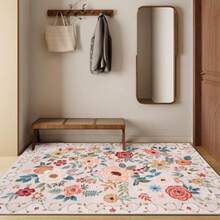 DUKINO - Tapete para silla de oficina de 4 x 6 pies, ligero, antideslizante, lavable, floral, de pelo bajo y no desprende pelusa, diseño bohemio para recámara, sala de estar, comedor - Beis - Ver 6