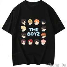 Camiseta unisex de verano de algodón puro, camiseta para fans de la música rock  The Boyz, manga corta, nueva moda, camiseta Popara - Negro - Ver 2