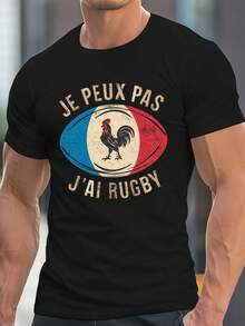 Rooster I CAN I HAVE RUGBY - Men's Casual Short Sleeve Crew Neck Summer Loose Fit Comfortable T-Shirt - A the Picture How - View 6