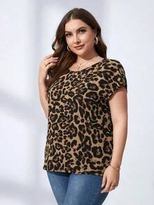 Blusa con estampado de leopardo de manga murciélago - Multicolor - Ver 2