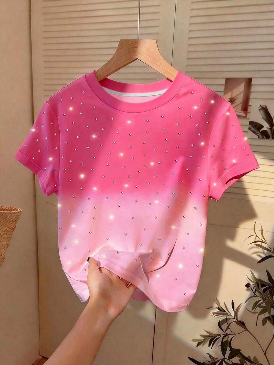 Camiseta de manga corta y cuello redondo con estampado de lunares aleatorios, un gran regalo para amigos - Multicolor - Ver 1