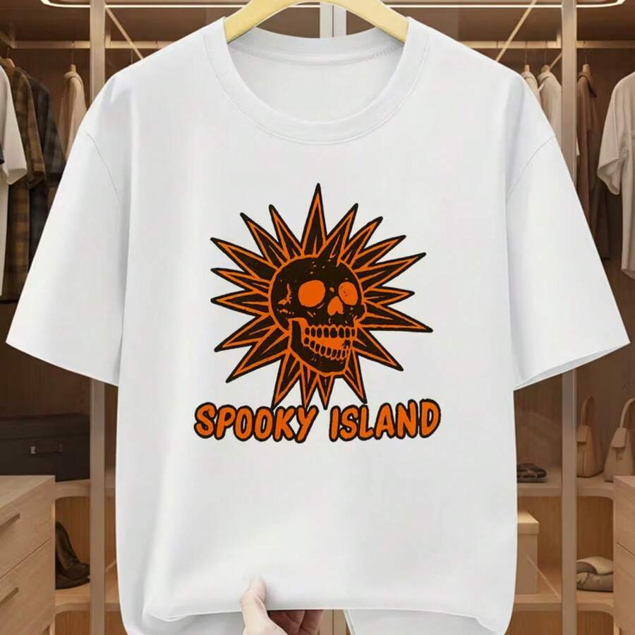 Printed T-Shirt For Men And Women - 白色 - 查看 1