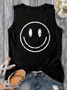 2026  Plus Size Summer Casual Print Tank TopBeach Vacation Casual Souvenir Clothing - Cozy Summer Essential & Casual Chic - Black 2 - 查看 8