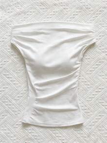 Paquete de 4 piezas ,Camiseta de mujer con diseño asimétrico de hombro, rayas texturizadas, cintura estilizadora y hombro asimétrico sexy. Estilo dulce de vacaciones. Perfecta para el verano. - Multicolor - Ver 9