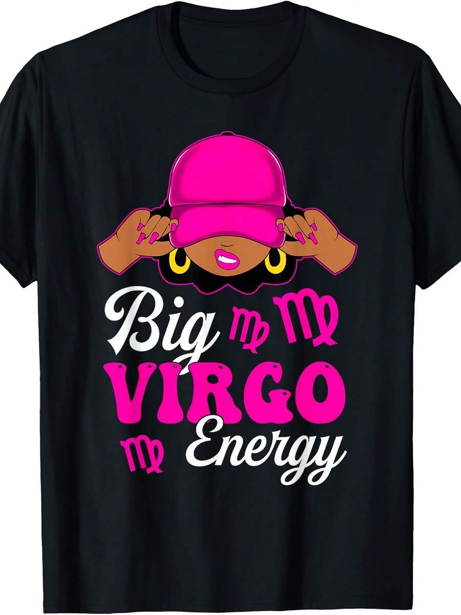 Women's T-Shirt With Round Neck And Anime Letter Print, Easy Design, Comfortable And Breathable, Ideal For Casual Daily Wear, Showing A Natural And Elegant Style, A Must-Have For Summer Parties (Mixed Color) - 黑色 - 查看 1