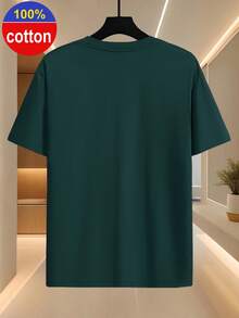 Limited Edition, Men's Short Sleeve T-Shirt, 100% Cotton, Simple And Elegant Regular Fit, Crew Neck, Cotton Fabric For Comfortable Wear, Can Be Used As A Holiday Gift, Lightweight Cotton - 綠色 - 查看 2