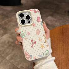 1pc TPU Material Playful Vacation Element Polka Dot Patchwork Pattern Phone Case, Compatible With Apple 17 Pro Max/17/16 Pro Max/15/13/12/11, S20 FE/A15/S24/A55, Note 11/Note 12/Note 13 Pro, Full-Body Shockproof Soft Protective Cover - White - View 4