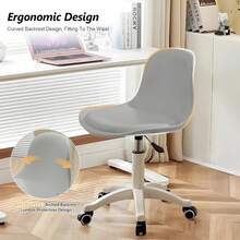 Home Office Chairs, Small Swivel Rolling Desk Chair With Silent Wheels And Low-Back,Armless Heavy-Duty Vanity Chair Height Adjustable For Bedroom,Students,Study,Teens - Grey - 查看 2