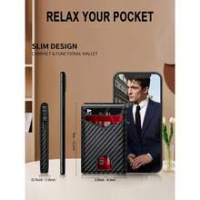Men's Business Matching Blocking Wallet, Simple Plain Multi Card Slots Wallet, Minimalist Card Holder Wallet For Men, Trifold Card Holder - Black - View 2