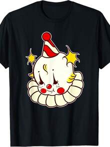 Camiseta Kewpie Baby con diseño de payaso de cumpleaños. Camiseta unisex de algodón puro de 220 g. Peso ideal para todas las estaciones, apta tanto para hombres como para mujeres. Tejido duradero de alta calidad, suave al tacto y de larga duración. Prenda transpirable, ideal para usar en otoño y durante las vacaciones. - Negro - Ver 1