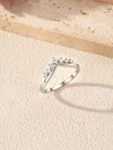 Nhẫn Moissanite và Kim cương nhân tạo MODIAN lấp lánh, bạc Sterling 925, kiểu dáng vương miện, có thể xếp chồng lên nhau, dành cho nữ, trang sức cao cấp dự tiệc. - Bạc - Xem 8