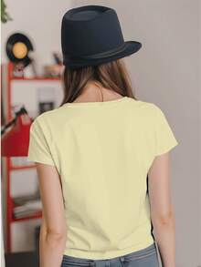 Tallas Grandes, Camisetas Estampadas de Sandía para Mujer de Tallas Grandes, Tops Casuales de Manga Corta con Cuello Redondo para Primavera y Verano, Ropa de Tallas Grandes para Mujer, Ropa de Moda - Albaricoque - Ver 5