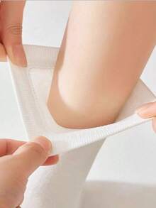 1/4 Pair Women White Simple Fashionable Versatile Breathable Moisture-Wicking Casual Mid-Calf Socks, Spring/Summer - White - View 3