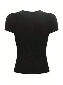 short sleevesPlayera camiseta blusa gráfica dama mujer estampada casual estampado love amor parejas corazon febrero corte regular material suave cuello redondo manga corta diario día noche calle casa cómoda fresca ligera moderna juvenil urbana aesthetic primavera verano playa calor y2k femenina frase religiosa tiempo de dios es perfecto letras cristiana corazónLeisure - Negro - Ver 2