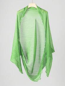 1pc Lightweight Crinkle Chiffon Lace Trim Shawl Scarf For Sun Protection - Multicolor - View 12