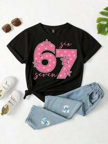 short-sleeveRound Neck Camiseta básica de manga corta con estampado gráfico de capibara casual, creativo y lindo para mujer, con estilo 100% Cotton Blusas Para Mujer Casual100% Cotton - Negro - Ver 4