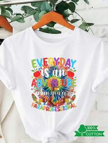 Camiseta de Cuello Redondo para Mujer con Estampado de Letras de Anime, Estilo Vintage y a la Moda, Diseño Sencillo, Cómoda y Transpirable, Adecuada para Uso Diario Casual y Versátil, que Muestra un Estilo Natural y Elegante, Imprescindible para Fiestas de Verano, Envío Local. Camiseta de Algodón, Ropa Casual. - Blanco - Ver 10