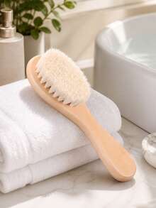 Newborn Baby Pure Wool Soft Hair Brush Set, Natural Wooden Handle Children's Hair Care Brush, Soft Wool Won't Hurt Scalp, Dedicated For Baby Daily Grooming, Minimalist Practical Household & Maternity Gift, Suitable For Holiday, Birthday, Month Celebration - Multicolor - View 6