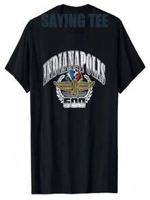 Camiseta vintage desgastada del Indianapolis Motor , camiseta con gráfico de coche de carreras, camiseta con eslogan elegante, imprescindible para mujeres y un gran regalo para maridos y padres. - Negro - Ver 1