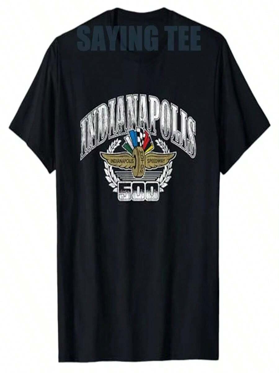 Camiseta vintage desgastada del Indianapolis Motor , camiseta con gráfico de coche de carreras, camiseta con eslogan elegante, imprescindible para mujeres y un gran regalo para maridos y padres. - Negro - Ver 1